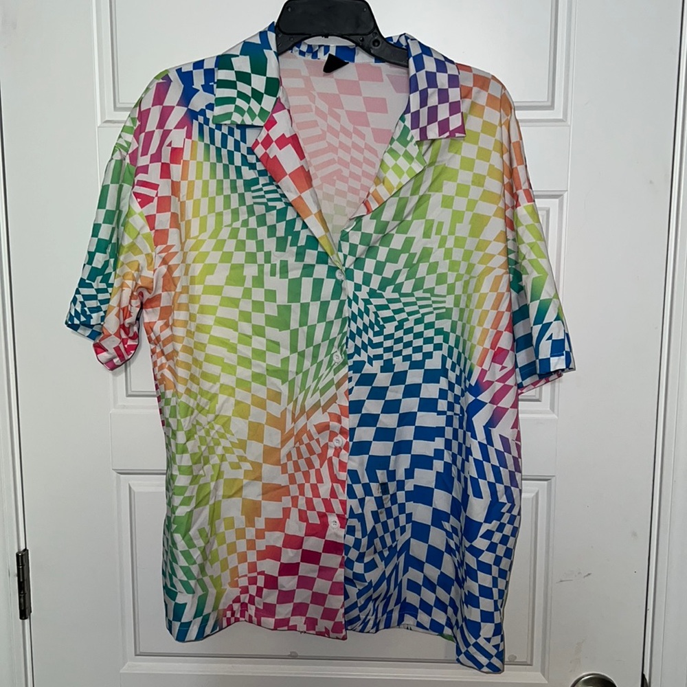 Rainbow Checkered Buttondown